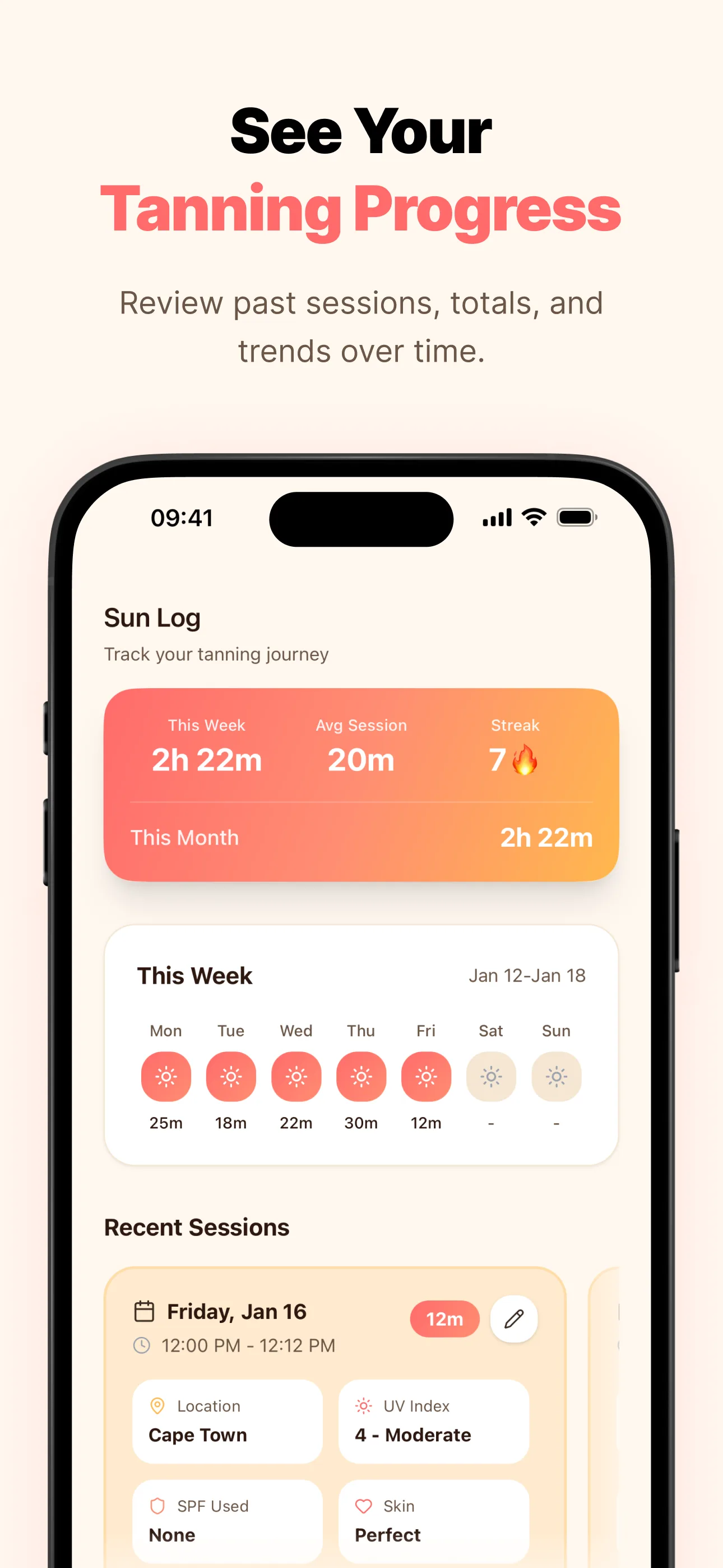 Sun Log - Track your tanning progress